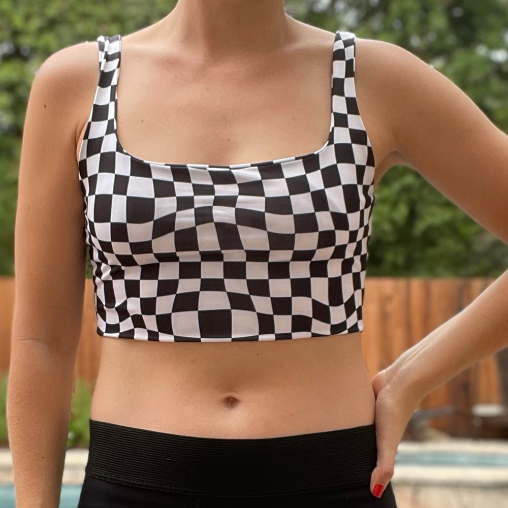 Psychedelic Checkered Crop Top - Picture 7 of 15